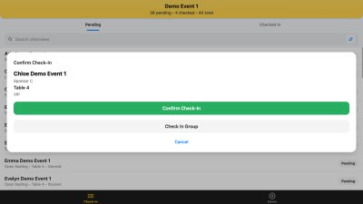 Event Check-In screenshot